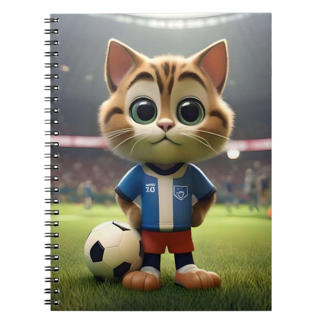 "Purr-fect Striker: The 3D Soccer Cat" Notebook (Front)