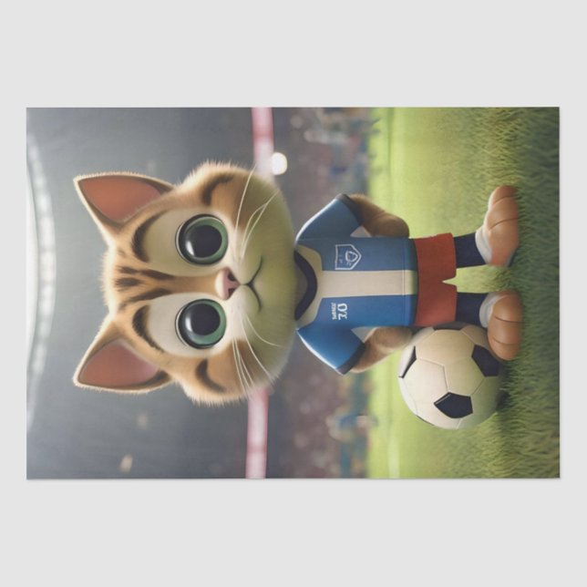 "Purr-fect Striker: The 3D Soccer Cat" Tissue Paper (Front)