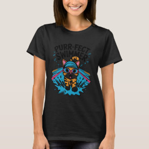 Purr-fect Swimmer Funny Cat Swimming Swim Coach Sw T-Shirt