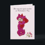 Purr-Fect Teacher Handpainted Cat Valentine's Day Card<br><div class="desc">For the Purr-fect Teacher -- such a lovable handpainted cat holding a heart to their heart. Easily change the text if needed, by clicking on the "personalize this template" option. If you have any special requests or need design assistance, just send a chat or an email to charmdesignstudio@rcn.com and we'll...</div>