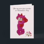 Purr-Fect Teacher Handpainted Cat Valentine's Day Card<br><div class="desc">For the Purr-fect Teacher -- such a lovable handpainted cat holding a heart to their heart. Easily change the text if needed, by clicking on the "personalize this template" option. If you have any special requests or need design assistance, just send a chat or an email to charmdesignstudio@rcn.com and we'll...</div>