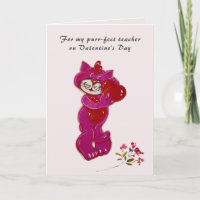 Purr-Fect Teacher Handpainted Cat Valentine's Day