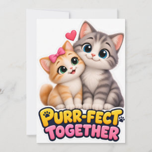 Purr-Fect Together Cute Cat Couple Love Funny Save The Date
