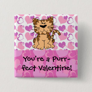 Purr-fect Valentine 2 Inch Square Button
