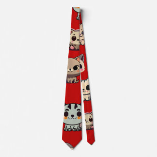Purr-fectly Adorable: Dark Red Cat pattern Tie
