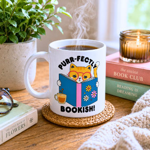Purr-fectly Bookish Cat Coffee Mug