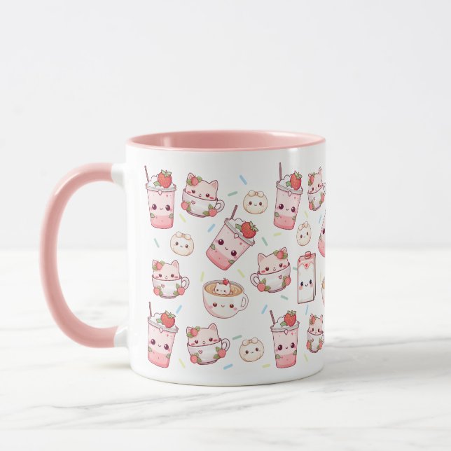 Purr-fectly Brewed: Kawaii Cat Coffee Mug (Left)