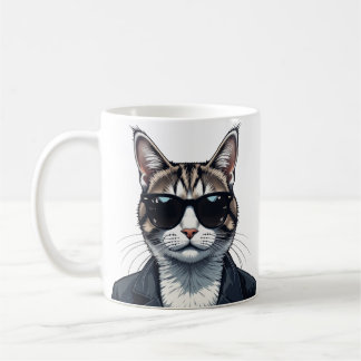 Purr-fectly Cool: Cat with Shades Coffee Mug