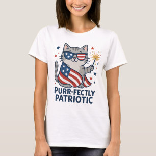 Purr-fectly Patriotic 4th of July Cat T-Shirt 