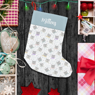 Purr-fectly Personalized Monogrammed Cat Pattern Small Christmas Stocking