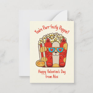 Purr-fectly Poppin' Funny Cat Popcorn Valentine Card