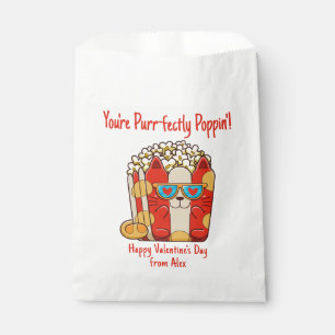 Purr-fectly Poppin' Funny Cat Popcorn Valentine Favour Bag