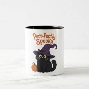 Purr-fectly Spooky Halloween Cat Two-Tone Coffee Mug
