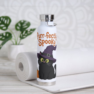 Purr-fectly Spooky Halloween Cat Water Bottle