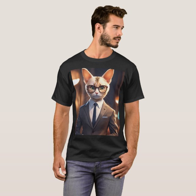 Purr-fessional Interviewer; Cute Kitten With glass T-Shirt (Front Full)