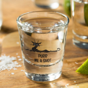 Purr me a Shot Funny Cat Glass
