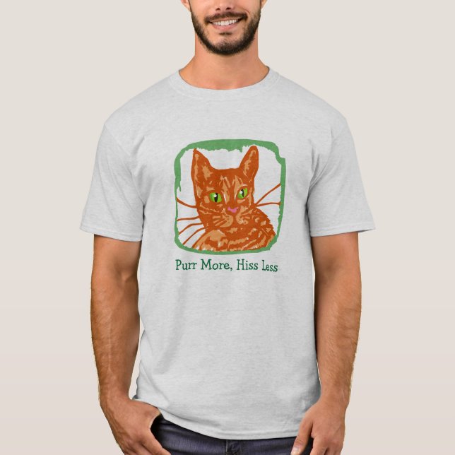 "Purr More Hiss Less" Orange Tabby T-shirt (Front)