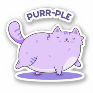 Purr-ple Funny Fat Kitty Cat Pun 