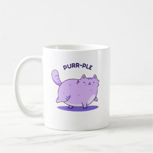 Purr-ple Funny Fat Kitty Cat Pun  Coffee Mug