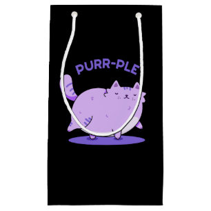 Purr-ple Funny Fat Kitty Cat Pun Dark BG Small Gift Bag