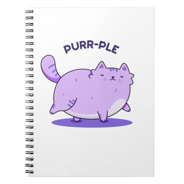 Purr-ple Funny Fat Kitty Cat Pun  Notebook (Front)
