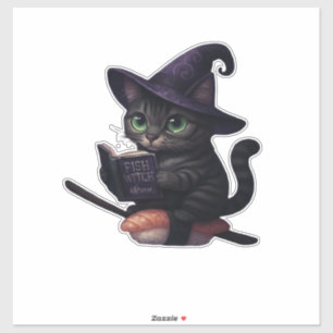 Purr-rmesan Witch - Kawaii Sushi Cat Sticker Overs