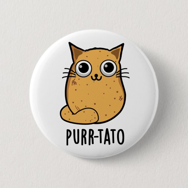 Purr-tato Funny Cat Potato Pun 2 Inch Round Button (Front)