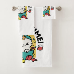 Purr-ty Time! - Festive Cat Christmas Design Bath Towel Set