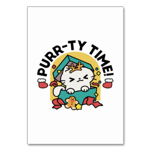 Purr-ty Time! - Festive Cat Christmas Design Table Number