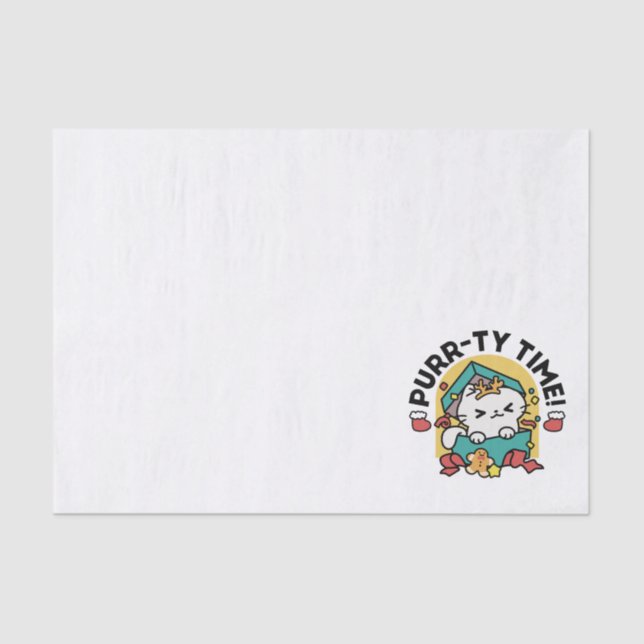 Purr-ty Time! - Festive Cat Christmas Design Tissue Paper (Front)