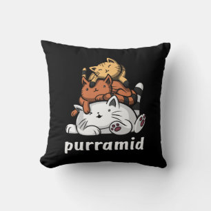 Purramid Cat Pyramids Cute Kitten Throw Pillow
