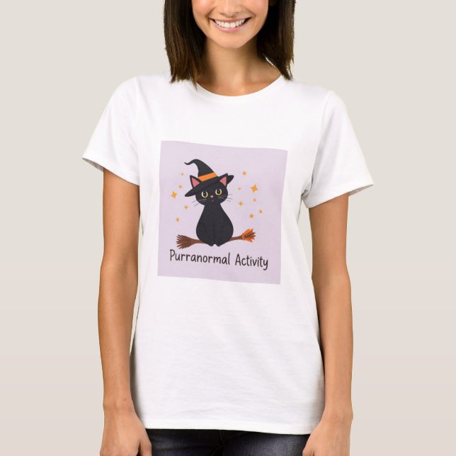 Purranormal Activity – Cute Witch Cat Halloween  T-Shirt (Front)