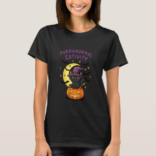 Purranormal Cativity Funny Halloween Black Cat Wit T-Shirt
