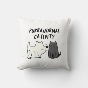 Purranormal Cativity Funny Halloween Cat Pun  Throw Pillow