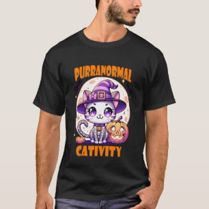 Purranormal Cativity Halloween Cat Kitten Skeleton T-Shirt