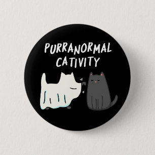 Purranormal Cativity Halloween Cat Pun Dark BG 2 Inch Round Button