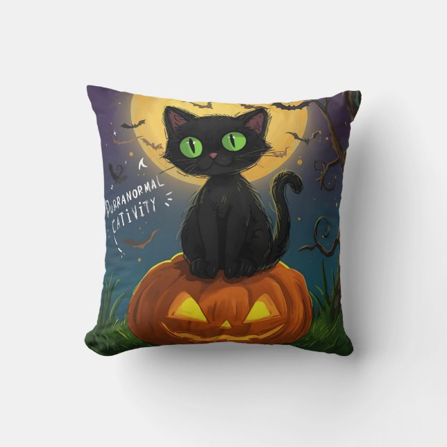 Purranoro Cativité Chat noir Halloween Coussin (Recto)