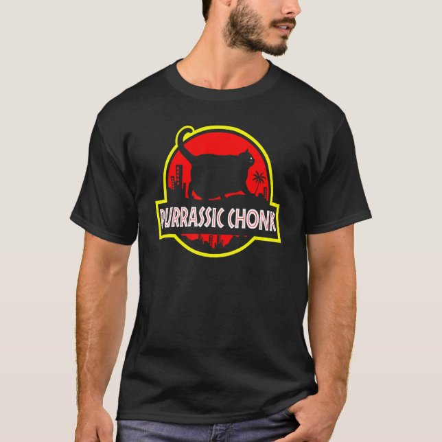 Purrassic Chonk Ca  Cat Scale Meme Retro Style T-Shirt (Front)