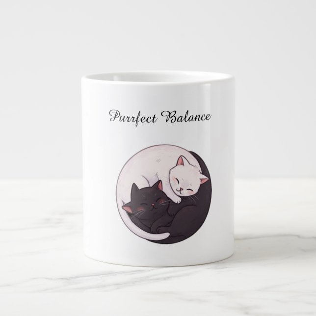 Purrfect Balance Yin Yang Cats Cute Cartoon Mug (Front)