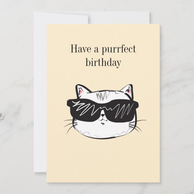 purrfect birthday card pun funny cat (Front)