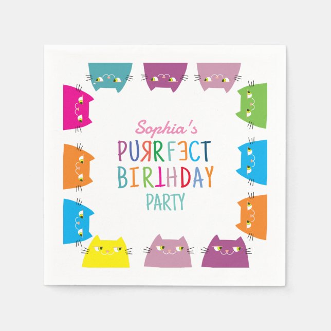 Purrfect Birthday Party Napkin (Front)