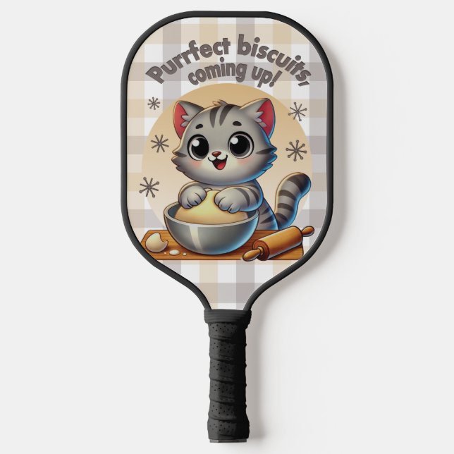 "Purrfect biscuits, coming up" Kneading Cat Pickleball Paddle (Front)
