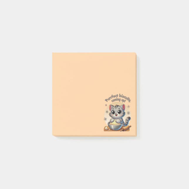 "Purrfect biscuits, coming up" Kneading Cat Post-it Notes (Front)