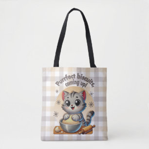 "Purrfect biscuits, coming up" Kneading Cat Tote Bag