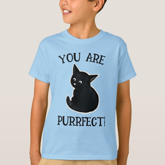 Purrfect Black kitten T-Shirt (Front)