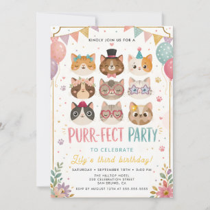 Purrfect Cat Birthday Invitation