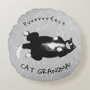 Purrfect cat grandma round pillow
