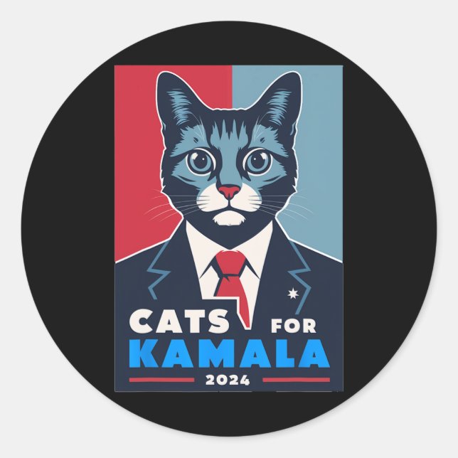 Purrfect Cats For Kamala Harris 2024 President  Classic Round Sticker (Front)