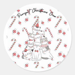 Purrfect Christmas Crew Holiday Sickers Classic Round Sticker