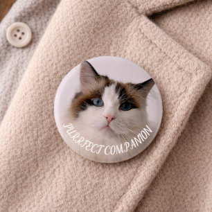 Purrfect Companion Custom Pet Photo Cat Lover 1 Inch Round Button